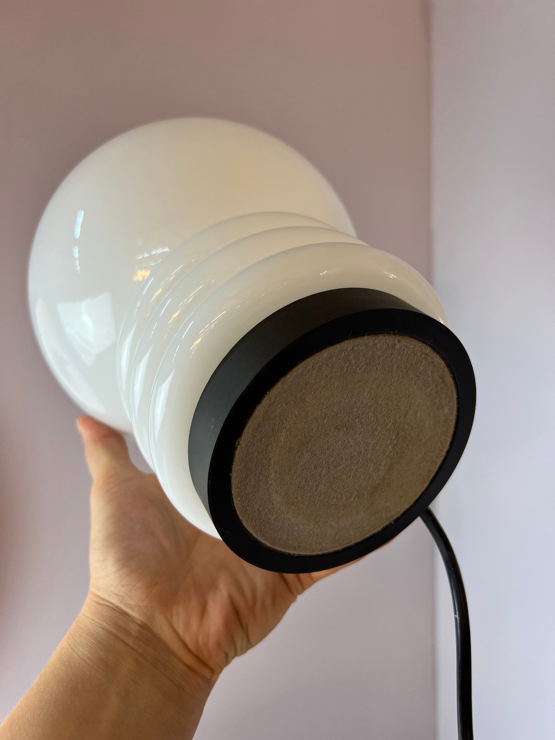 Tischlampe weiß Glas von Glashütte Limburg