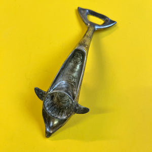 Flaschenöffner Delfin versilbert 60er
