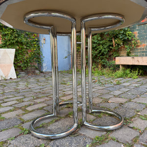 Runder Esstisch Aubergine Chrom