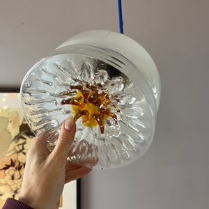 Hängelampe weiß gelb Muranoglas von Mazzega