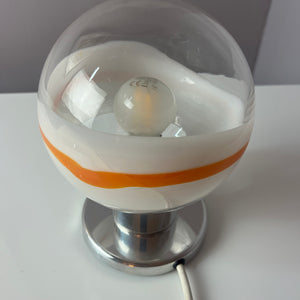 Tischlampe weiß orange Glas Chrom von Doria