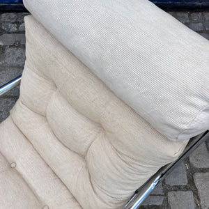Sessel beige Kord Chromgestell