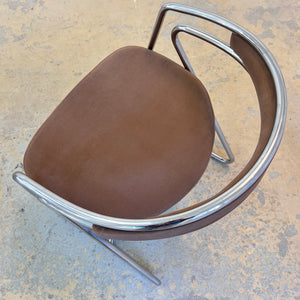 Polsterstuhl Chrom mit braunem Velour
