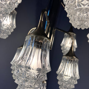 10-flammiger Kronleuchter Glas Chrom von Richard Essig