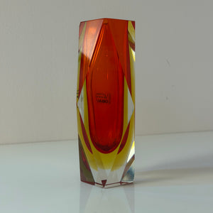 Blockvase rot gelb Murano-Glas von Vetreria Artistica Oball