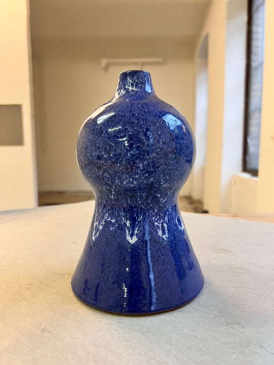Vase blau Keramik von VEB Töpferhof Römhild DDR