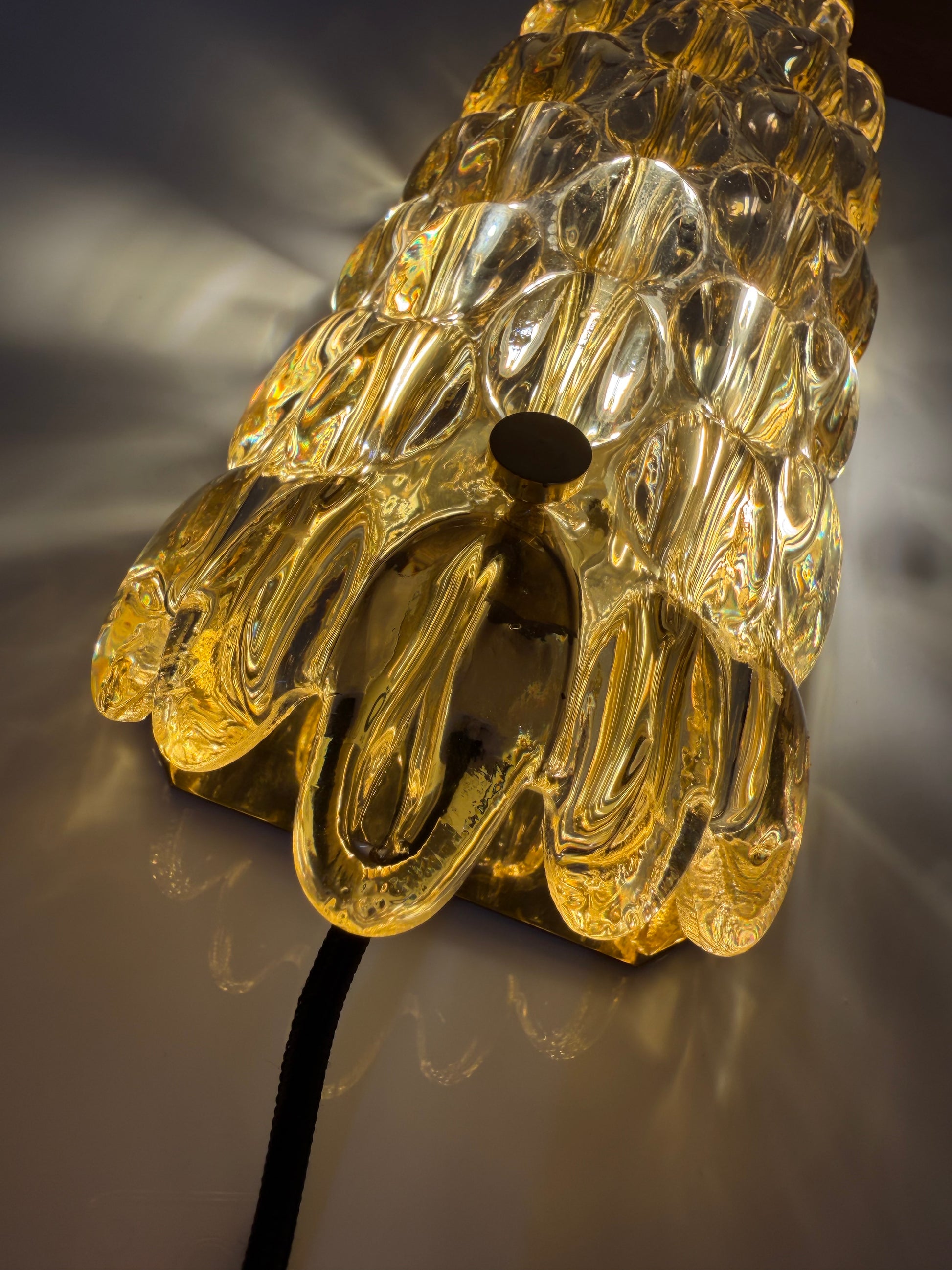 Wandlampe Glas Messing von Carl Fagerlund für Orrefors