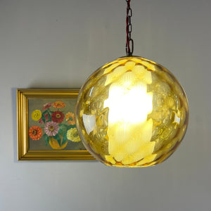 Kugellampe gelb Glas mit Kette aus Dänemark
