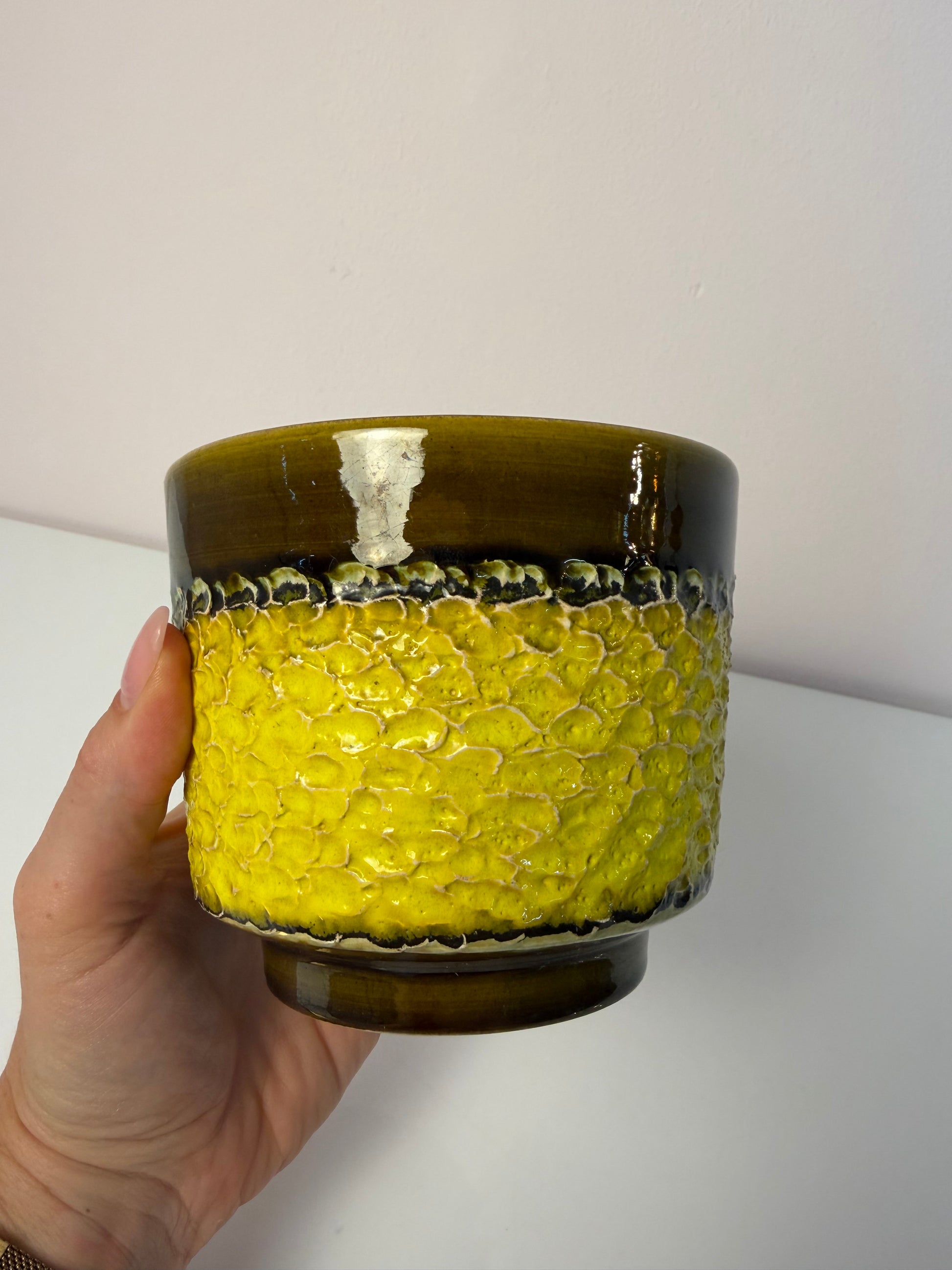 Blumentopf 1516/12 gelb oliv Keramik