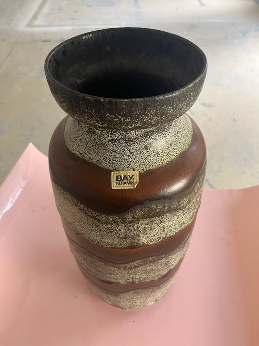 Bodenvase 70-45 braun weiß von Bay Keramik West Germany