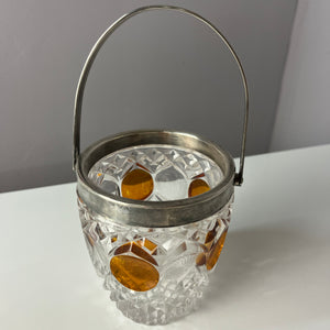 Eiskübel Kristallglas Silber mit Henkel