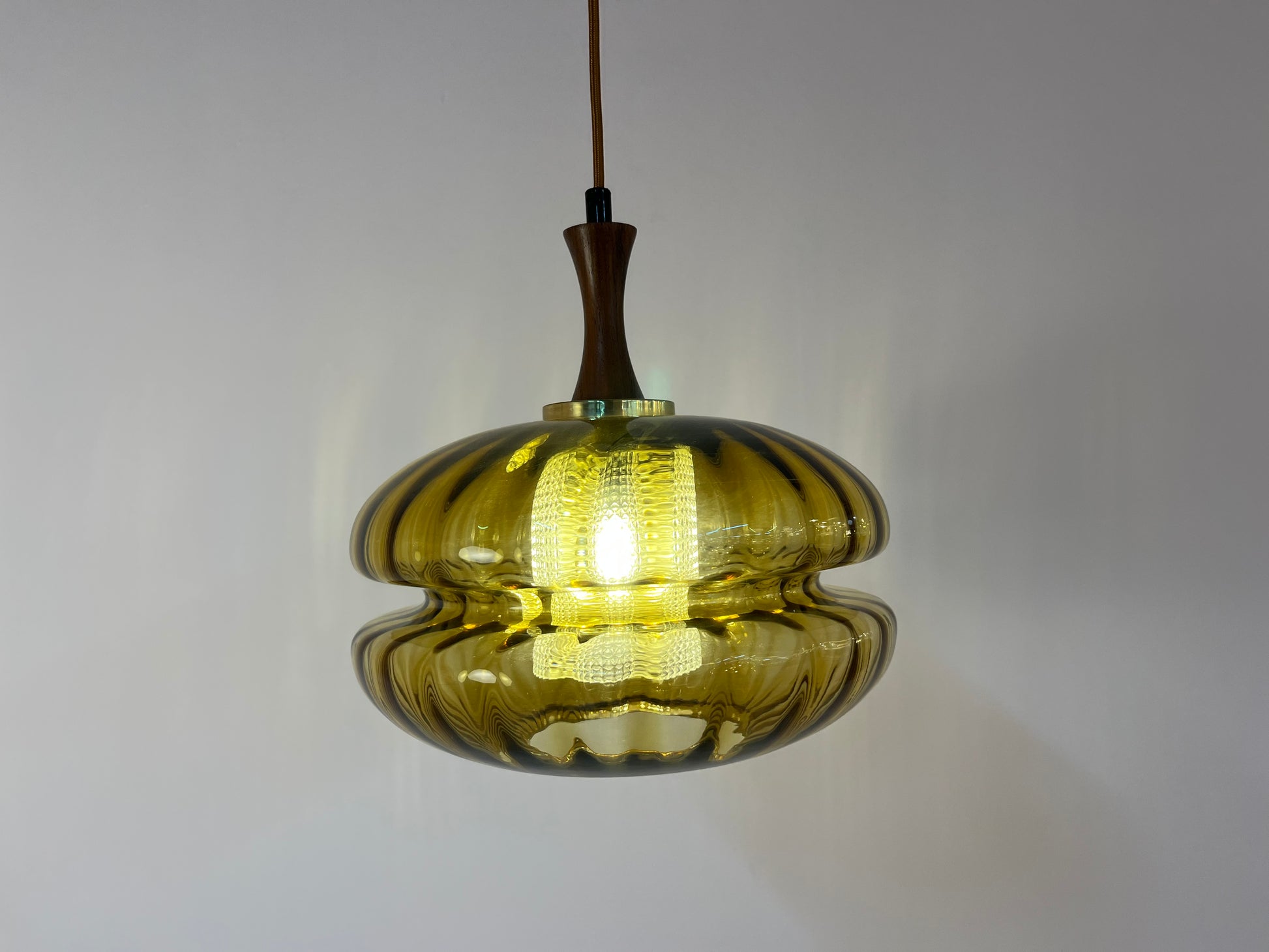 Hängelampe Glas Teak von Orrefors