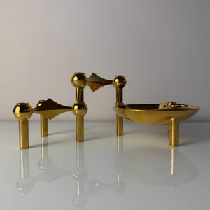 Set: 2 Kerzenständer und 1 Schale gold von Stoff & Nagel