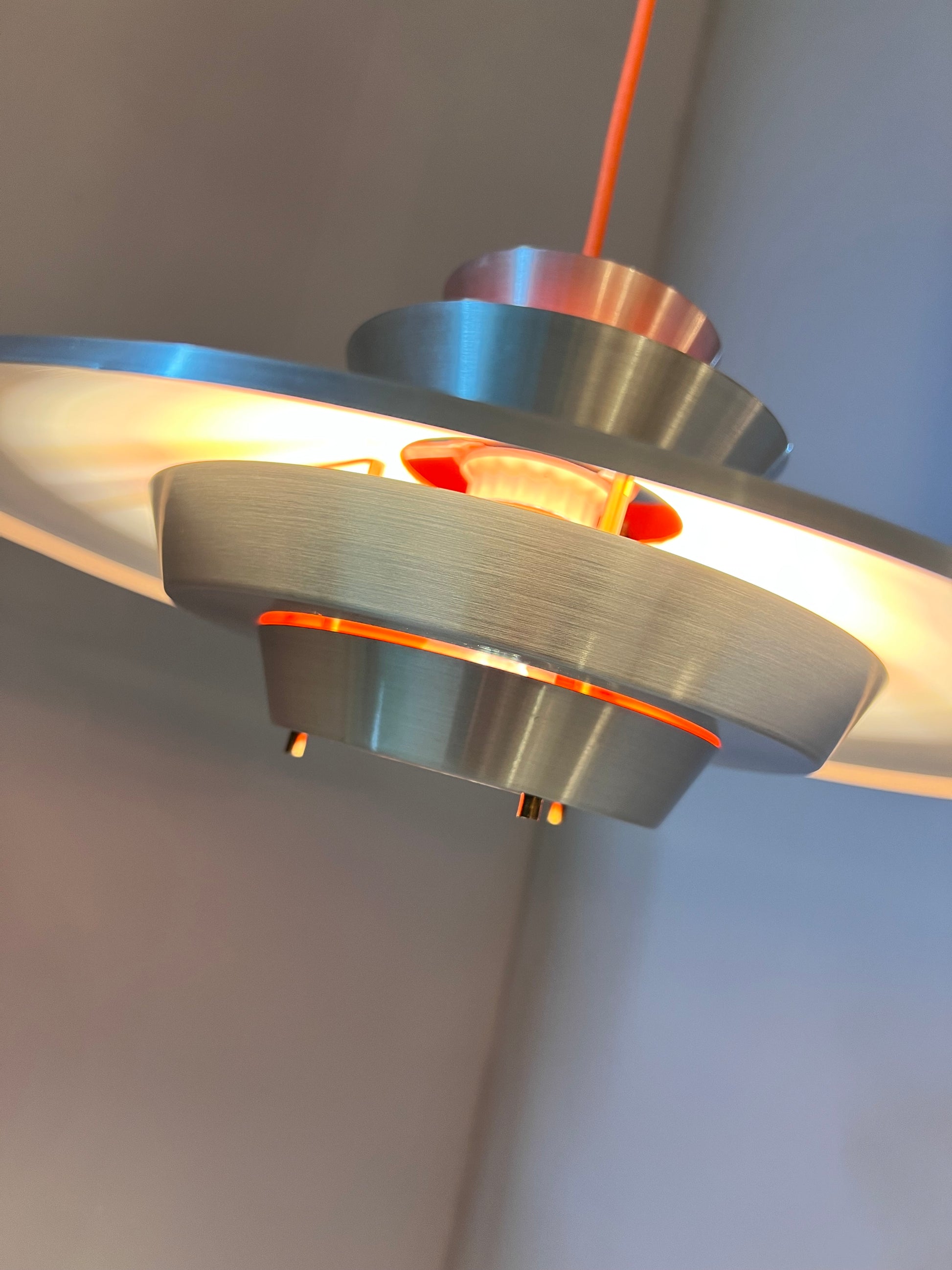 Lamellenlampe Søvaern silber orange von Carl Thore für Granhaga