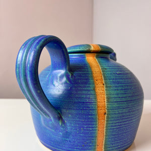 Teekanne blau Keramik aus Dänemark