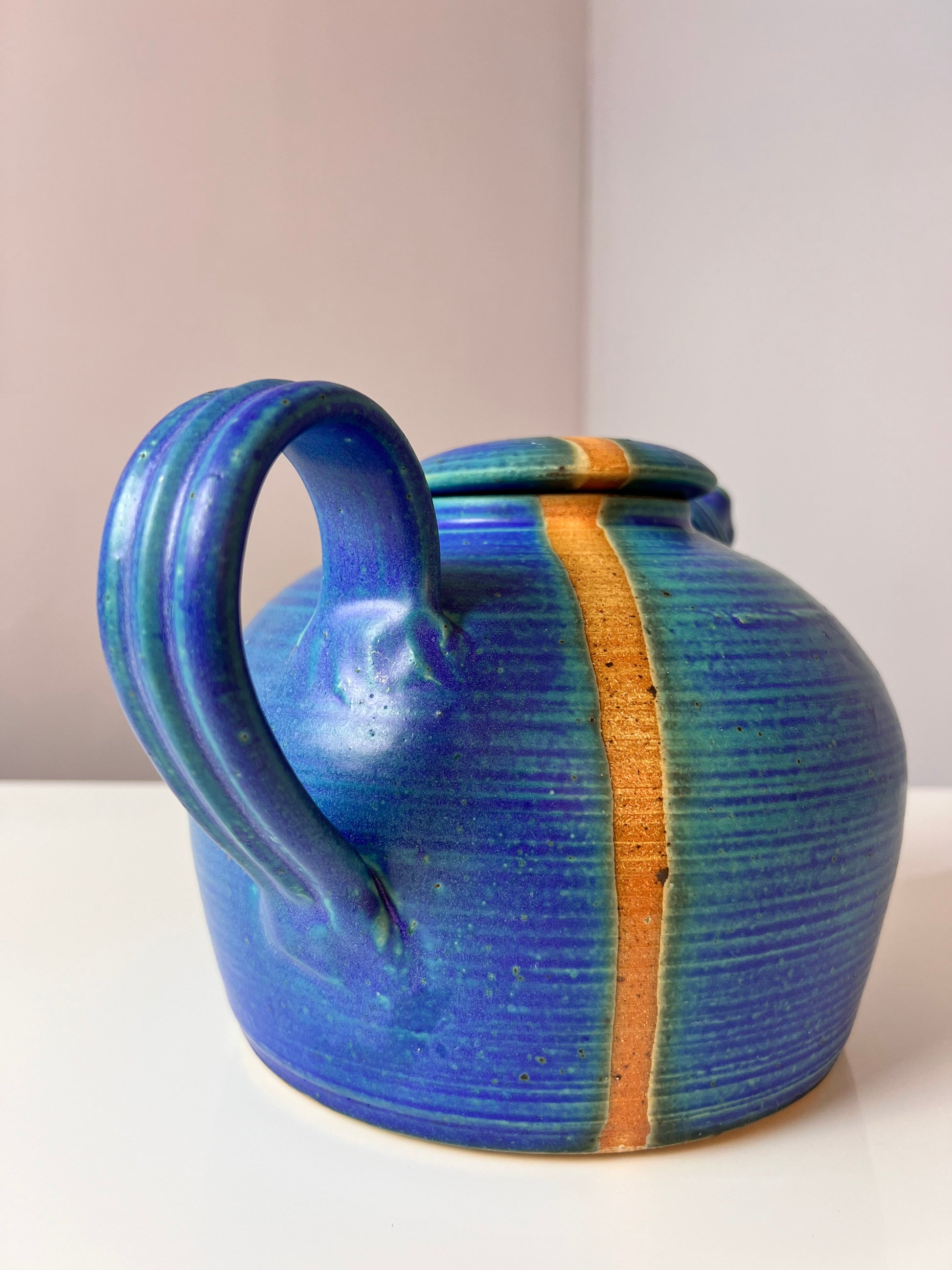 Teekanne blau Keramik aus Dänemark