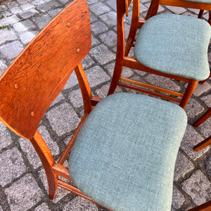 Set: 6x Esszimmerstuhl grau Teak neu gepolstert