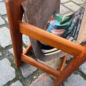 Zeitungsständer Teak Echtleder mit einem Fach von Aksel Kjersgaard für Salin Møbler