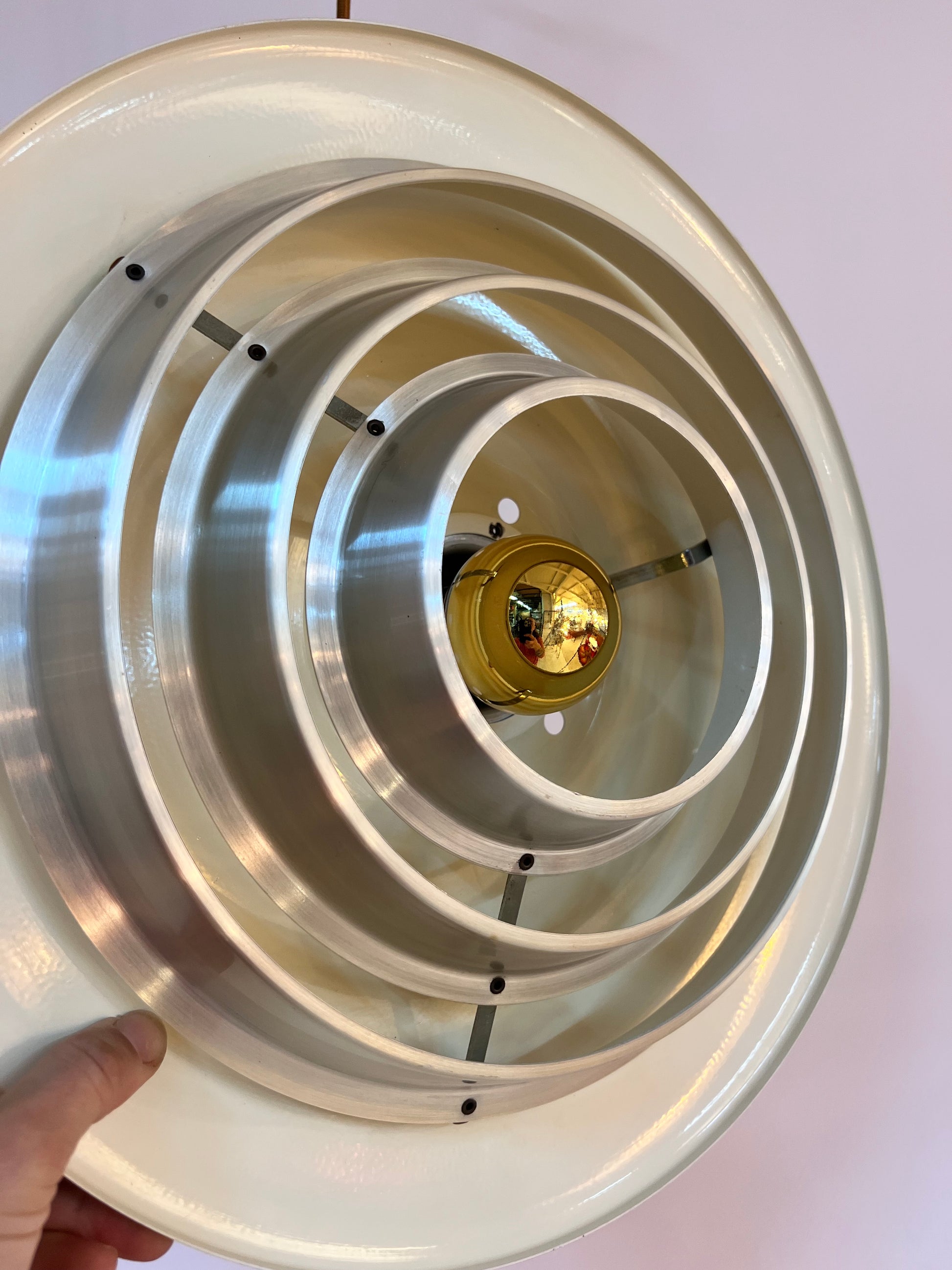 Lamellenlampe silber von Erik Jensen für Teknika