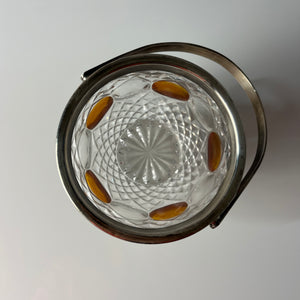 Eiskübel Kristallglas Silber mit Henkel