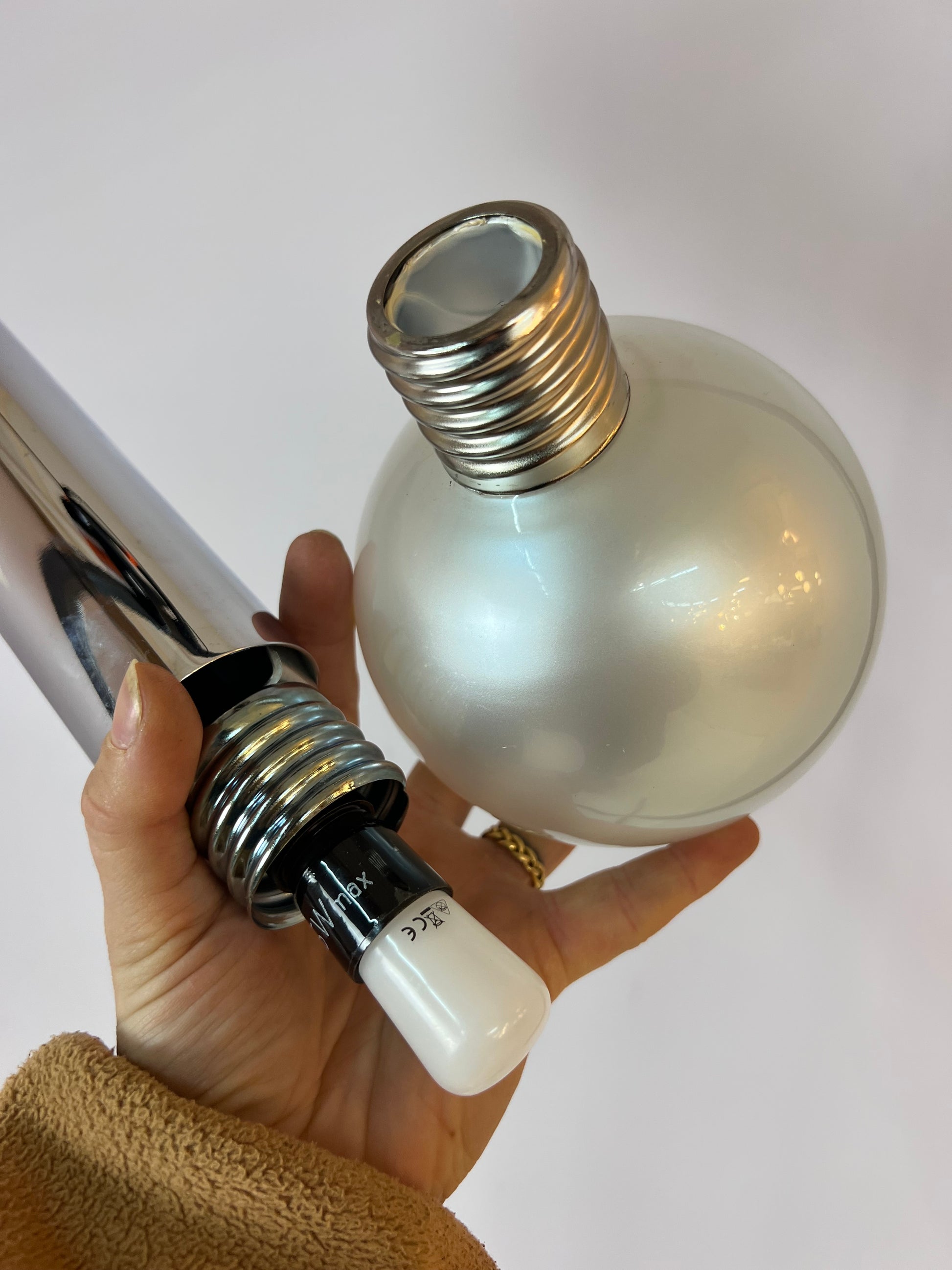 Hängelampe Big Globe Perlmutt Chrom von Motoko Ishii für STAFF