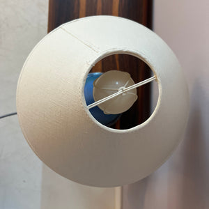 Tischlampe blau braun Keramik mit Stoffschirm