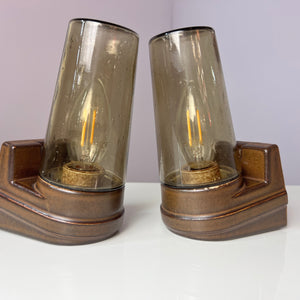 Set: 2x Wandlampe Modell 6080 Rauchglas von Sigvard Bernadotte für Ifö