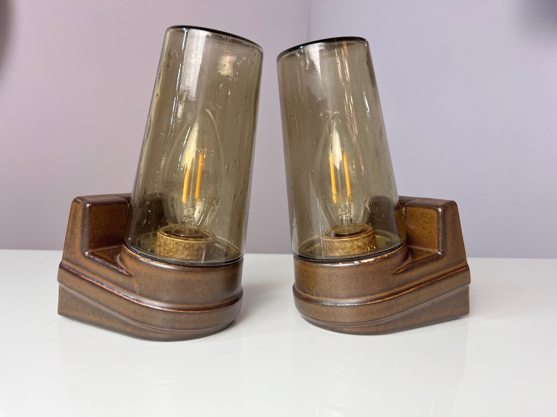 Set: 2x Wandlampe Modell 6080 Rauchglas von Sigvard Bernadotte für Ifö