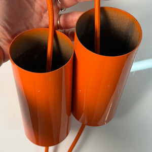 Set: 2x Hängelampe orange mit Opalglas Globus