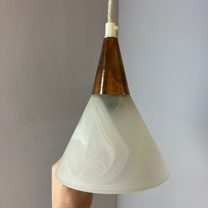 Hängelampe marmoriertes Glas Kupfer