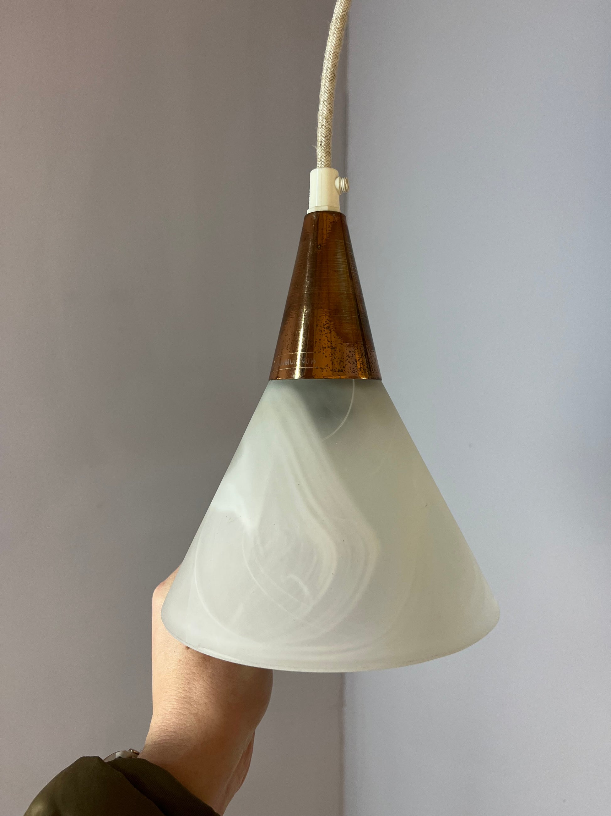 Hängelampe marmoriertes Glas Kupfer