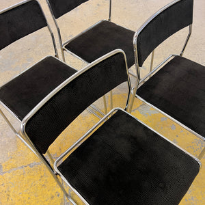 Set: 4x TACKE Polsterstuhl schwarz Chrom