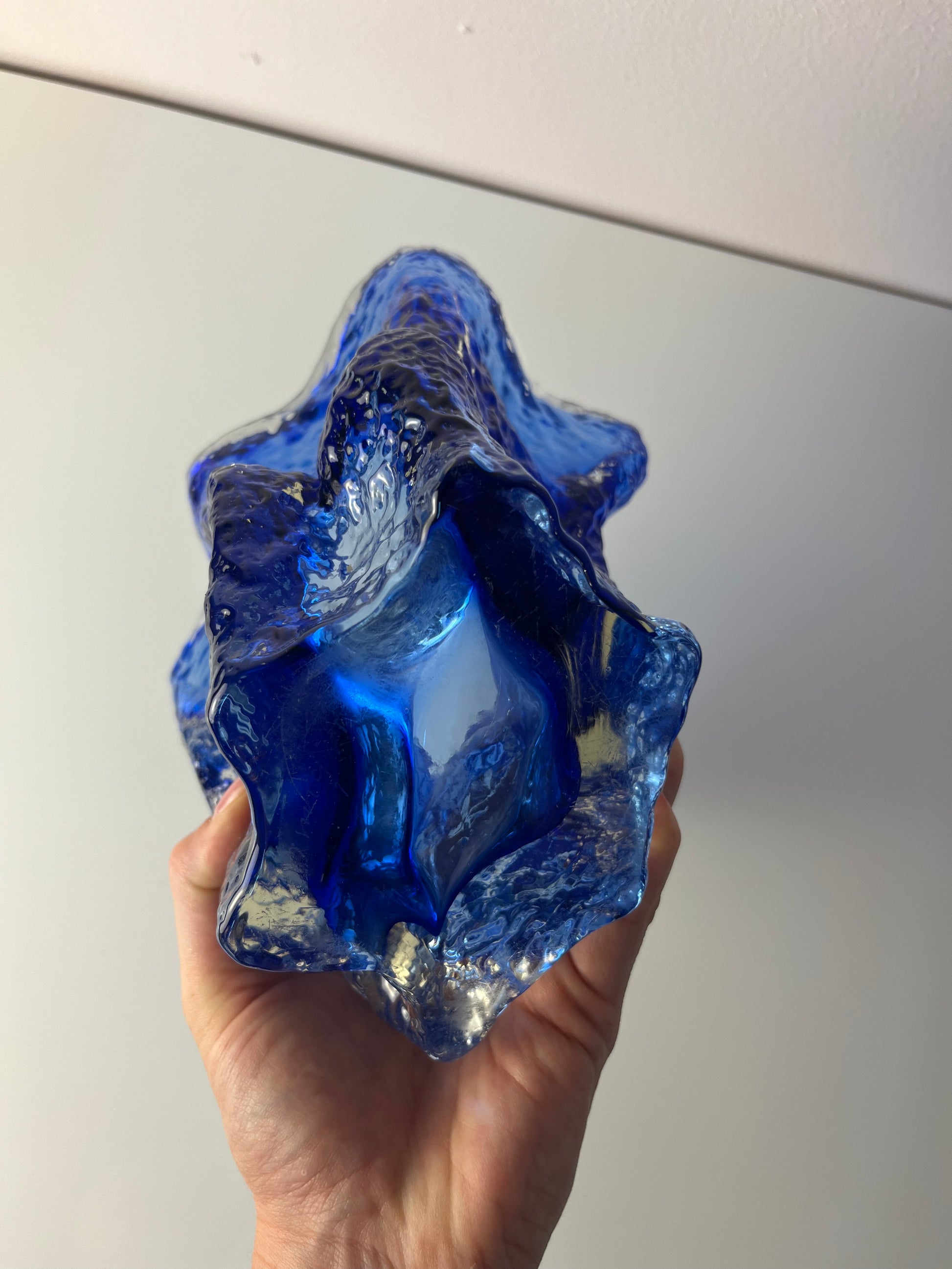 Vase blau Glas von Kai Blomqvist für Riihimaki / Riihimaen Lasi Oy