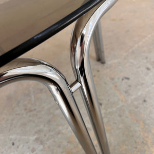 Runder Esstisch Chrom & getöntes Glas
