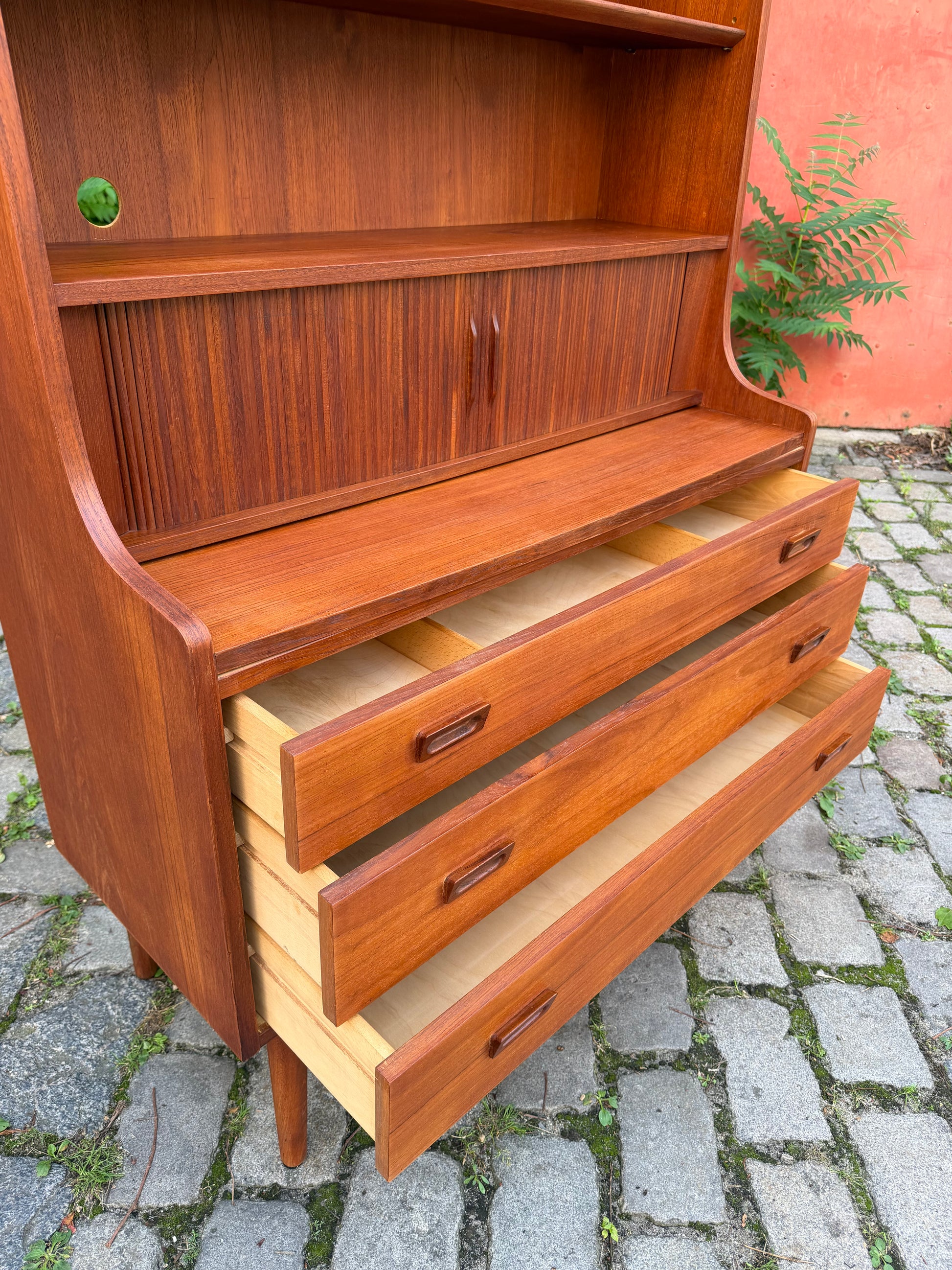 Bücherregal Teak mit Sekretär von Johannes Sorth für Nexø