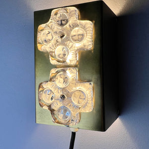 Wandlampe Eisglas & Messing