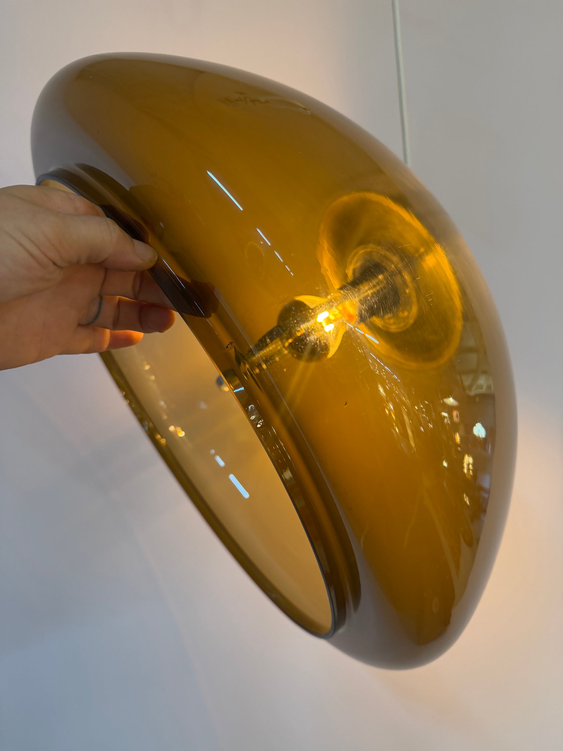 Hängelampe braun transparent Kunststoff