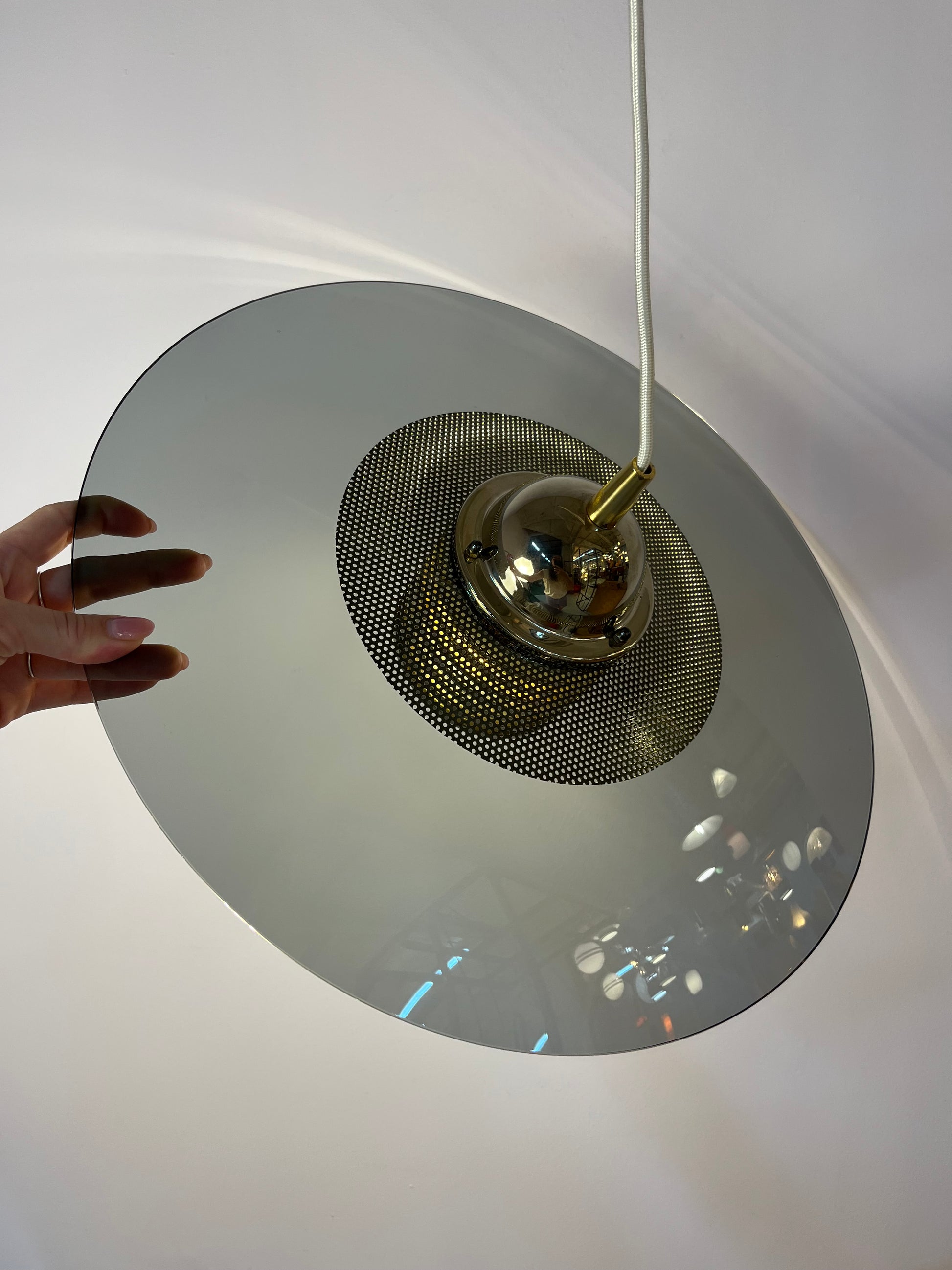 Hängelampe Rauchglas Messing von Jan Eskil Eskilsson für Belid