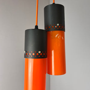 Hängelampe orange schwarz Kunststoff Metall