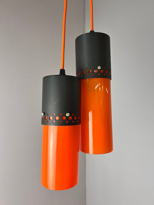 Hängelampe orange schwarz Kunststoff Metall