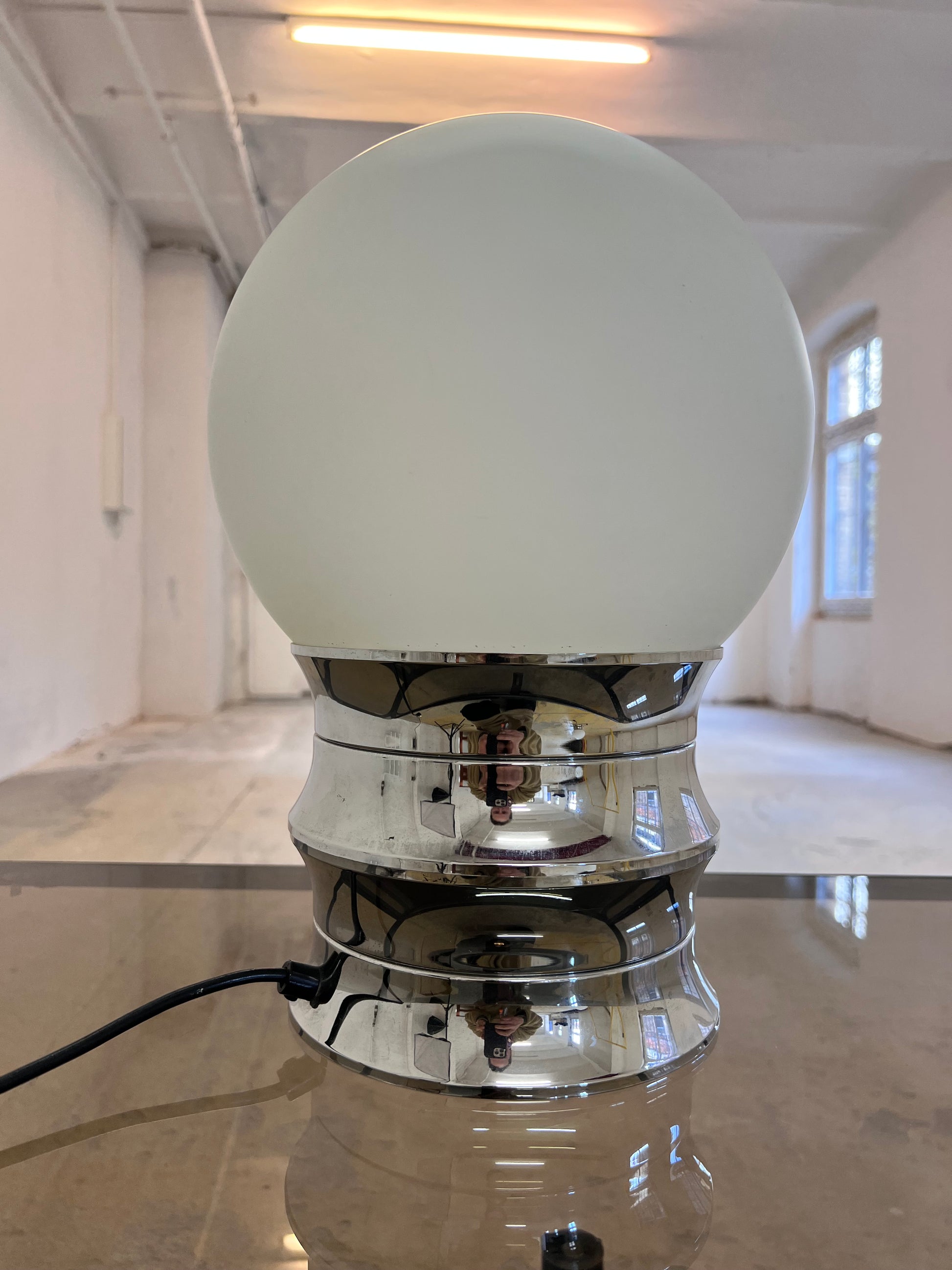 Tischlampe Chrom Opalglas VEB NARVA