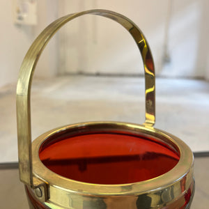 Set: Eiseimer & Cocktailshaker rot Glas Messing von Füger-Glas