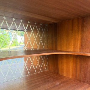 Highboard Teak mit Vitrine & Minibar aus Dänemark