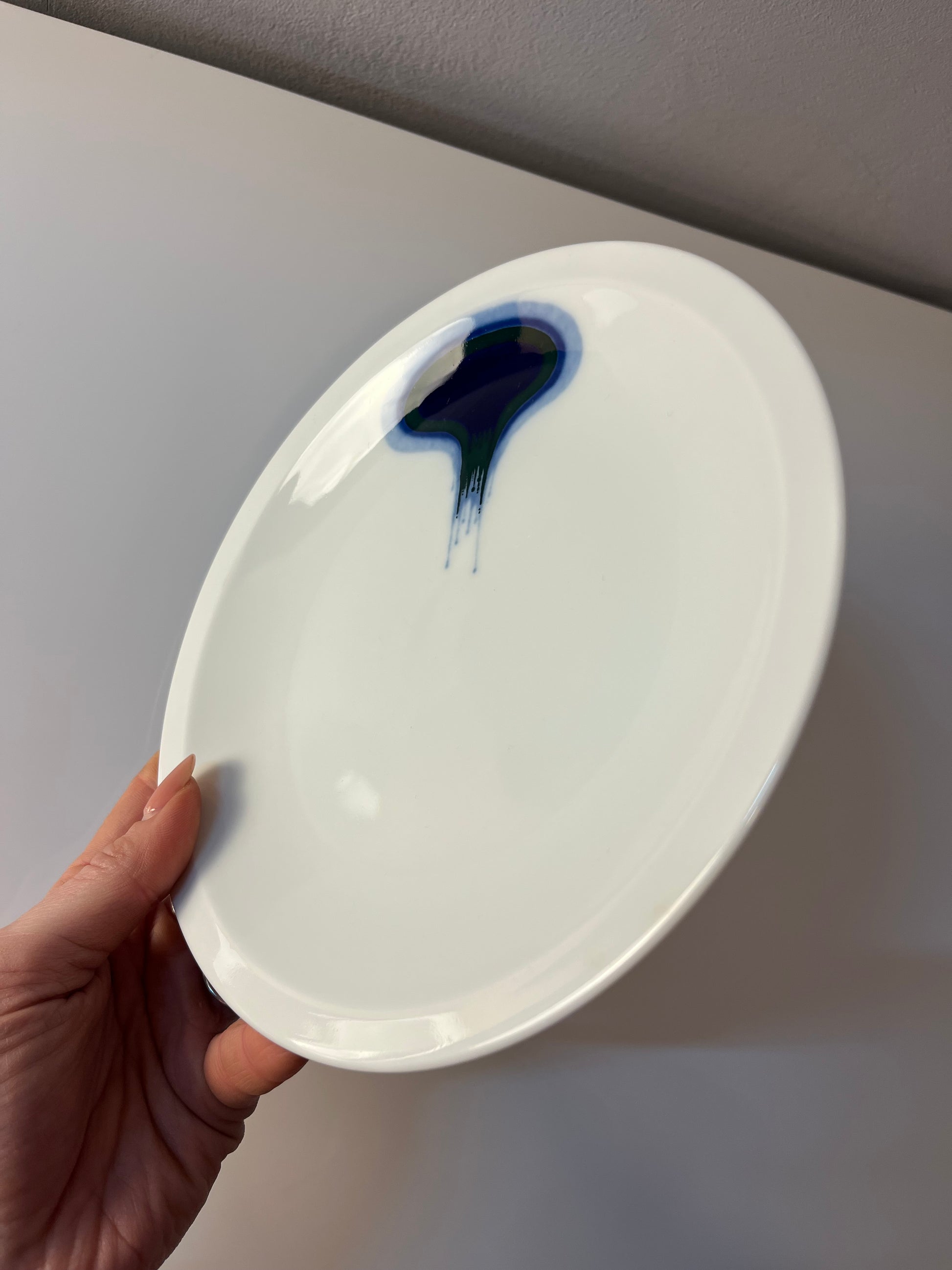 Set: 3x Kuchenteller Form F Pop Art blau weiß von Fürstenberg