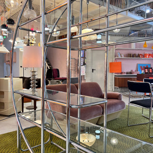 Rundes Regal / Raumteiler Chrom & Glas - Designklassiker