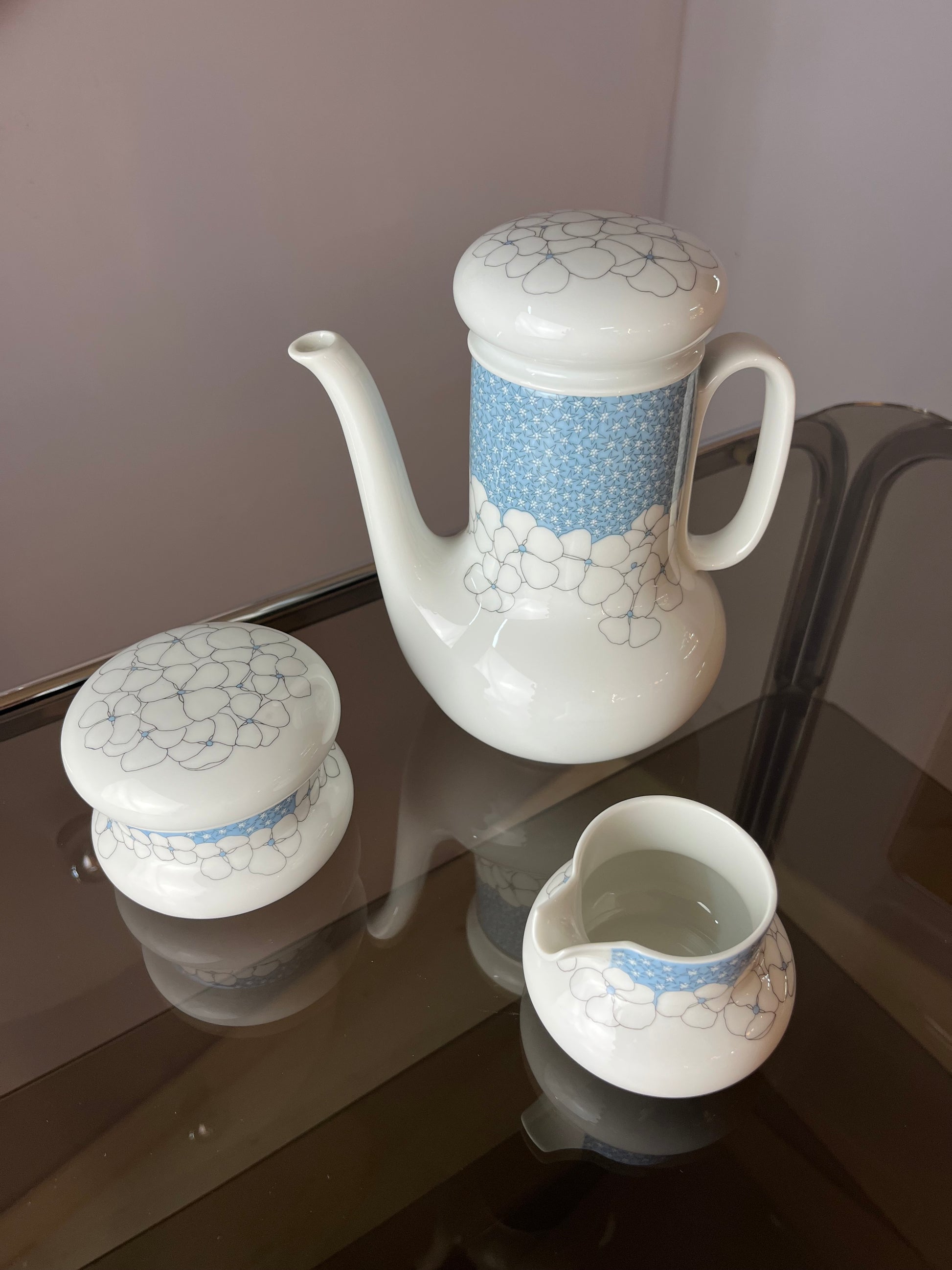 Set: Kaffeeservice Kiruna Garden weiß blau von Thomas