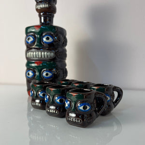 Set: Tiki Schnapsdekanter & 6 Becher