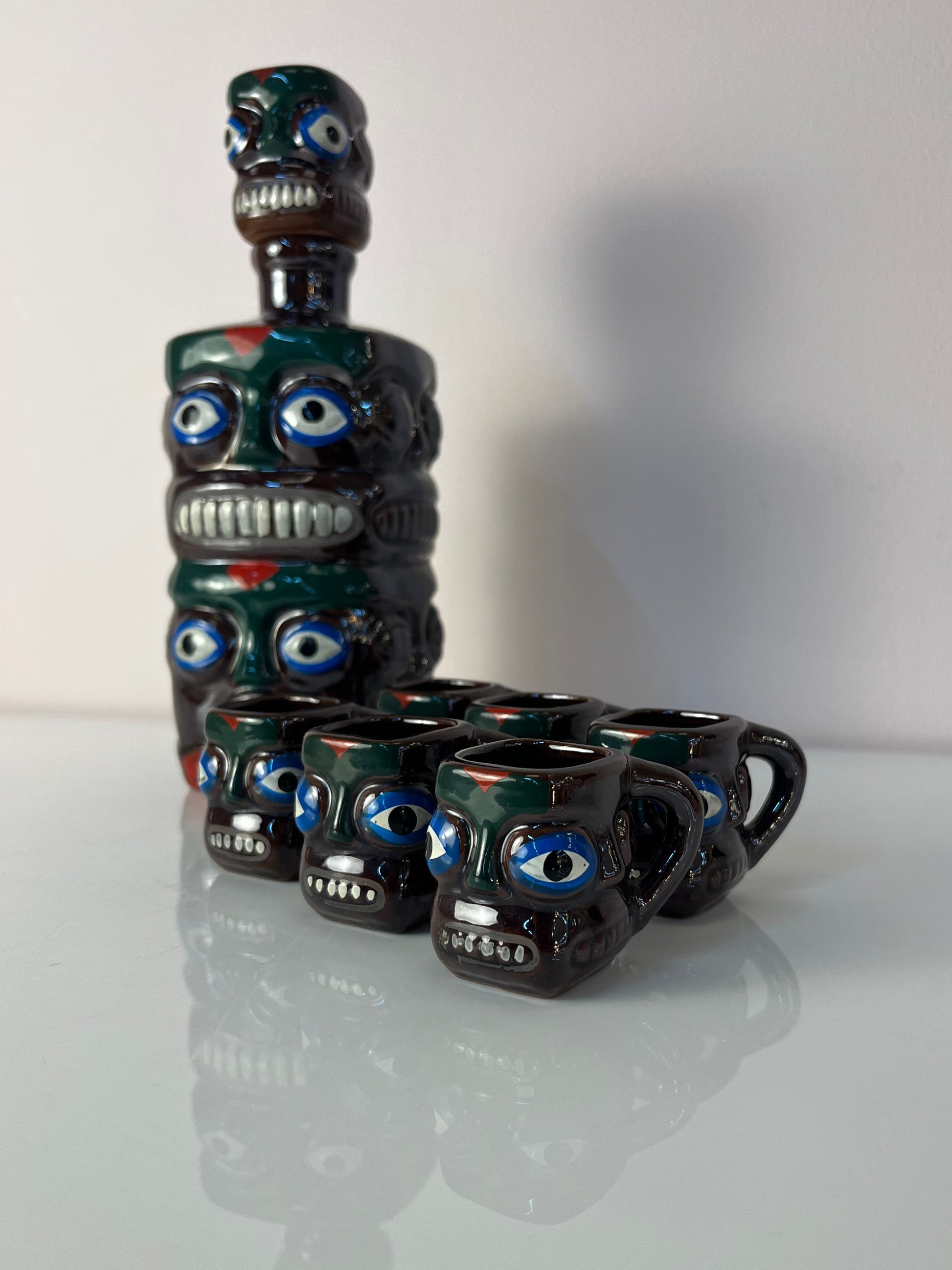 Set: Tiki Schnapsdekanter & 6 Becher