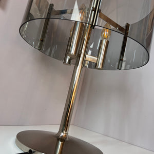 Tischlampe Chrom & Rauchacryl