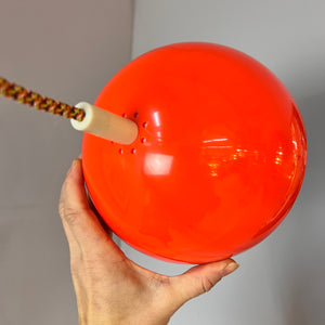 Hängelampe rot weiß Opalglas Kunststoff